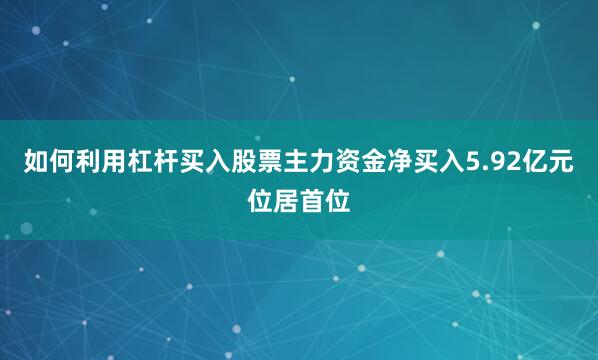 如何利用杠杆买入股票主力资金净买入5.92亿元位居首位